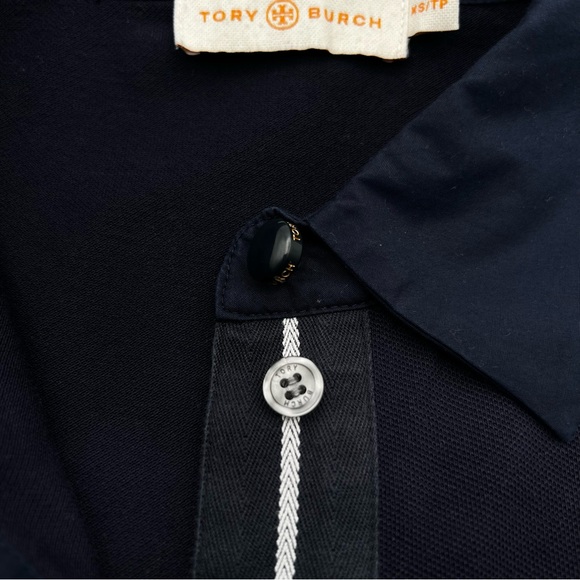 Tory Burch Navy Blue Knit Short Sleeve Polo Shirt Size XS - Picture 7 of 11